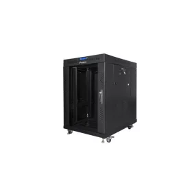   Lanberg FF01-6815-12BL 19" 15U SZÉL:600mm MÉLY:800mm MAG:898mm lapraszerelt LCD üvegajtós fekete rack szekrény