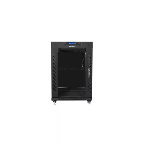Lanberg FF01-6815-12BL 19" 15U SZÉL:600mm MÉLY:800mm MAG:898mm lapraszerelt LCD üvegajtós fekete rack szekrény