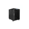 Lanberg FF01-6815-12BL 19" 15U SZÉL:600mm MÉLY:800mm MAG:898mm lapraszerelt LCD üvegajtós fekete rack szekrény