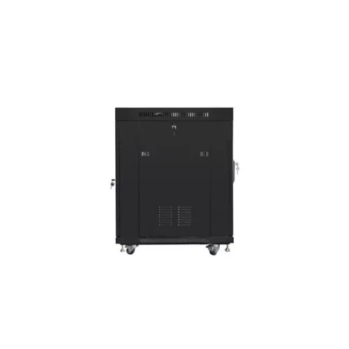 Lanberg FF01-6815-12BL 19" 15U SZÉL:600mm MÉLY:800mm MAG:898mm lapraszerelt LCD üvegajtós fekete rack szekrény