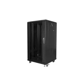   Lanberg FF01-6622-12B 19" 22U SZÉL:600mm MÉLY:600mm MAG:1159mm lapraszerelt üvegajtós fekete rack szekrény