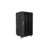 Lanberg FF01-6622-12B 19" 22U SZÉL:600mm MÉLY:600mm MAG:1159mm lapraszerelt üvegajtós fekete rack szekrény