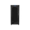 Lanberg FF01-8027-12BL 19" 27U SZÉL:800mm MÉLY:1000mm MAG:1431mm lapraszerelt LCD üvegajtós fekete rack szekrény