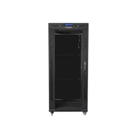   Lanberg FF01-8027-12BL 19" 27U SZÉL:800mm MÉLY:1000mm MAG:1431mm lapraszerelt LCD üvegajtós fekete rack szekrény