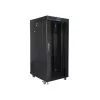 Lanberg FF01-8027-12BL 19" 27U SZÉL:800mm MÉLY:1000mm MAG:1431mm lapraszerelt LCD üvegajtós fekete rack szekrény