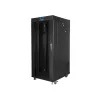 Lanberg FF01-8027-12BL 19" 27U SZÉL:800mm MÉLY:1000mm MAG:1431mm lapraszerelt LCD üvegajtós fekete rack szekrény