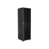 Lanberg FF01-6642-12B 19" 42U SZÉL:600mm MÉLY:600mm MAG:2047mm lapraszerelt üvegajtós fekete rack szekrény