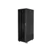 Lanberg FF01-8042-12B 19" 42U SZÉL:800mm MÉLY:1000mm MAG:2047mm lapraszerelt üvegajtós fekete rack szekrény