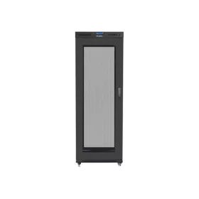   Lanberg FF01-8042-23BL 19" 42U SZÉL:800mm MÉLY:1000mm MAG:2097mm lapraszerelt LCD hálós fémajtós fekete rack szekrény