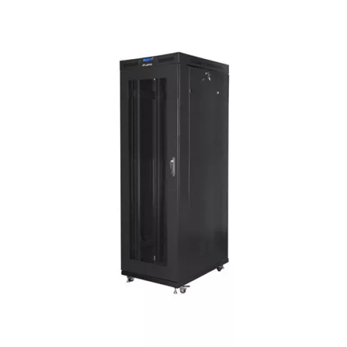 Lanberg FF01-8042-23BL 19" 42U SZÉL:800mm MÉLY:1000mm MAG:2097mm lapraszerelt LCD hálós fémajtós fekete rack szekrény