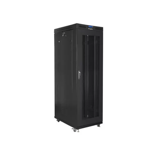 Lanberg FF01-8042-23BL 19" 42U SZÉL:800mm MÉLY:1000mm MAG:2097mm lapraszerelt LCD hálós fémajtós fekete rack szekrény