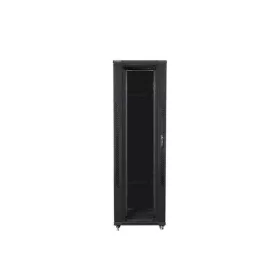   Lanberg FF01-8242-12B 19" 42U SZÉL:800mm MÉLY:1200mm MAG:2047mm lapraszerelt üvegajtós fekete rack szekrény