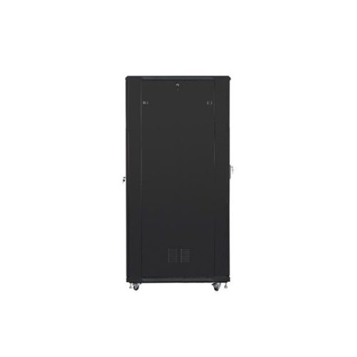 Lanberg FF01-8242-12B 19" 42U SZÉL:800mm MÉLY:1200mm MAG:2047mm lapraszerelt üvegajtós fekete rack szekrény