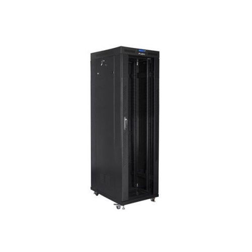Lanberg FF01-8842-12BL 19" 42U SZÉL:800mm MÉLY:800mm MAG:2097mm LCD lapraszerelt üvegajtós fekete rack szekrény