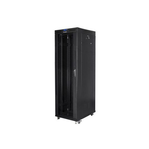 Lanberg FF01-8842-12BL 19" 42U SZÉL:800mm MÉLY:800mm MAG:2097mm LCD lapraszerelt üvegajtós fekete rack szekrény