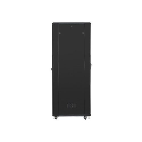 Lanberg FF01-8047-12B 19" 47U SZÉL:800mm MÉLY:1000mm MAG:2270mm lapraszerelt üvegajtós fekete rack szekrény
