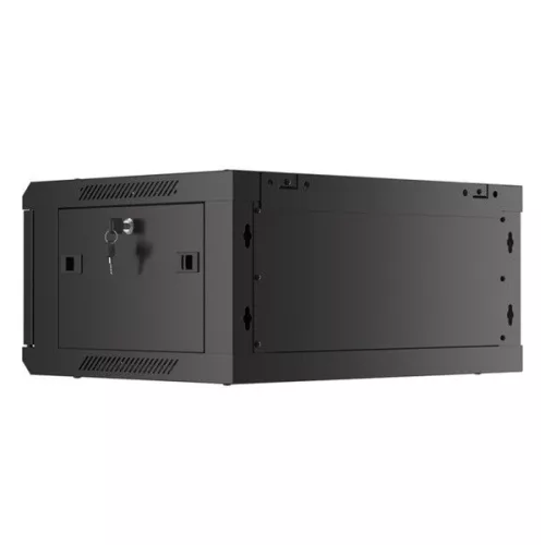 Lanberg WF01-6404-10B 19" 4U SZÉL:600mm MÉLY:450mm MAG:290mm lapraszerelt üvegajtós fekete fali rack szekrény