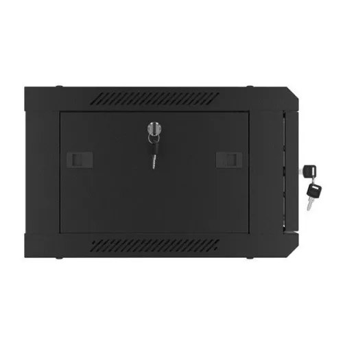Lanberg WF01-6404-10B 19" 4U SZÉL:600mm MÉLY:450mm MAG:290mm lapraszerelt üvegajtós fekete fali rack szekrény