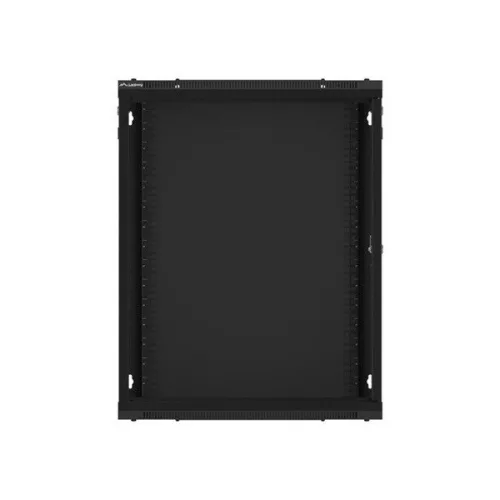 Lanberg WF01-6615-10B 19" 15U SZÉL:600mm MÉLY:600mm MAG:774mm lapraszerelt üvegajtós fekete fali rack szekrény
