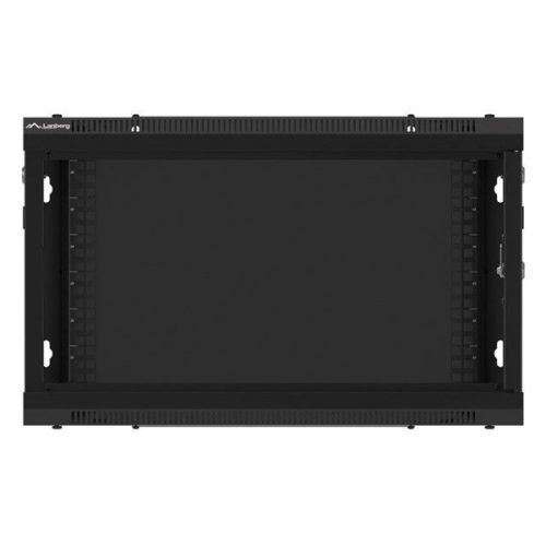 Lanberg WF01-6406-10B 19" 6U SZÉL:600mm MÉLY:450mm MAG:379mm lapraszerelt üvegajtós fekete fali rack szekrény