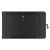 Lanberg WF01-6606-10B 19" 6U SZÉL:600mm MÉLY:600mm MAG:379mm lapraszerelt üvegajtós fekete fali rack szekrény
