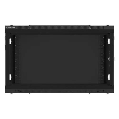 Lanberg WF01-6606-10B 19" 6U SZÉL:600mm MÉLY:600mm MAG:379mm lapraszerelt üvegajtós fekete fali rack szekrény