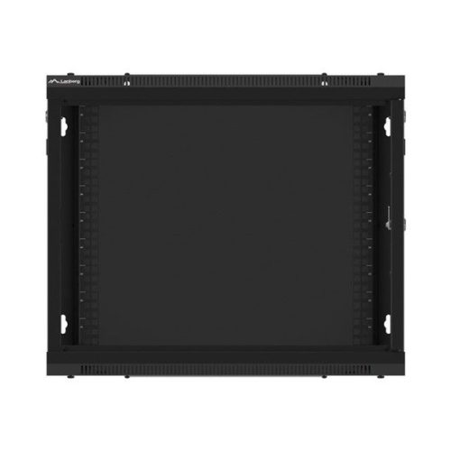 Lanberg WF01-6409-00B 19" 9U SZÉL:600mm MÉLY:450mm MAG:512mm lapraszerelt fémajtós fekete fali rack szekrény