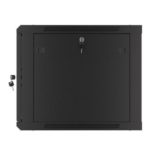 Lanberg WF01-6609-10B 19" 9U SZÉL:600mm MÉLY:600mm MAG:512mm lapraszerelt üvegajtós fekete fali rack szekrény
