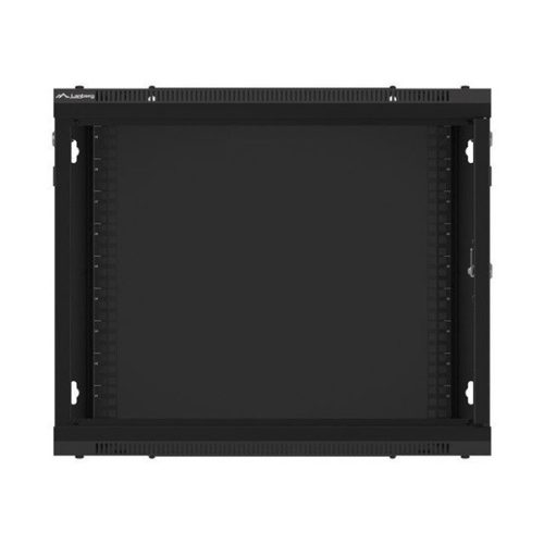 Lanberg WF01-6609-10B 19" 9U SZÉL:600mm MÉLY:600mm MAG:512mm lapraszerelt üvegajtós fekete fali rack szekrény