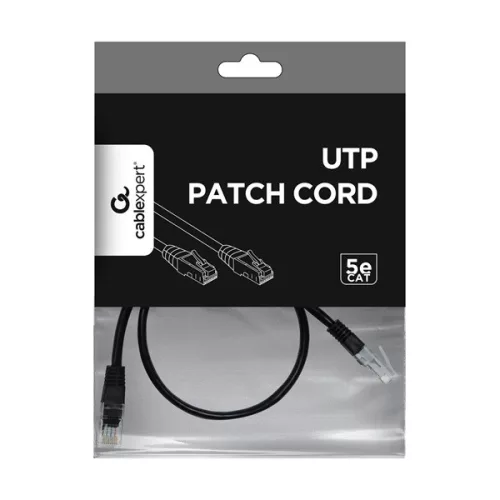 Gembird PP12-0.5M/BK 0,5m RJ45 CAT5e UTP M/M fekete kábel