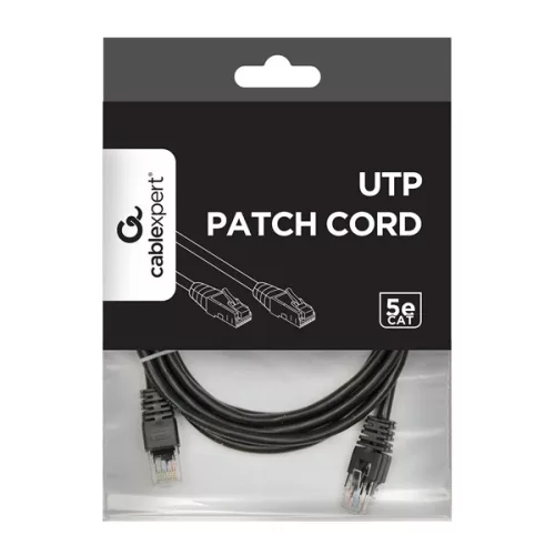 Gembird PP12-2M/BK 2m RJ45 CAT5e UTP M/M fekete kábel