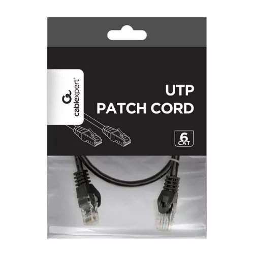 Gembird PP6U-0.5M/BK 0,5m RJ45 CAT6 UTP - RJ45 CAT6 UTP M/M fekete kábel