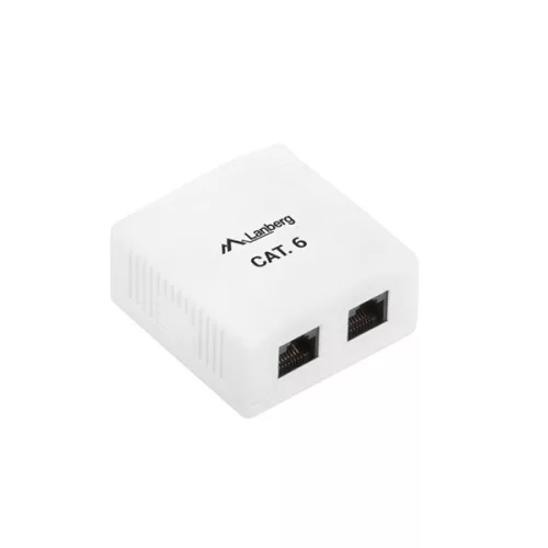 Lanberg OU6-0002-W Cat.6 UTP 2xRJ45 dupla árnyékolatlan fali aljzat