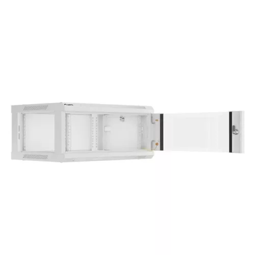 Lanberg WF01-6404-10S 19" 4U SZÉL:600mm MÉLY:450mm MAG:290mm lapraszerelt üvegajtós szürke fali rack szekrény