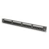 DIGITUS DN-91624U-CR 19" 1U 24port Cat.6 kompakt fekete árnyékolatlan Patch Panel