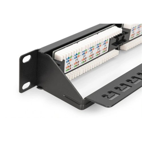 DIGITUS DN-91624U-CR 19" 1U 24port Cat.6 kompakt fekete árnyékolatlan Patch Panel