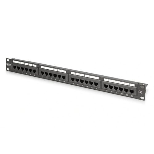 DIGITUS DN-91624U-CR 19" 1U 24port Cat.6 kompakt fekete árnyékolatlan Patch Panel