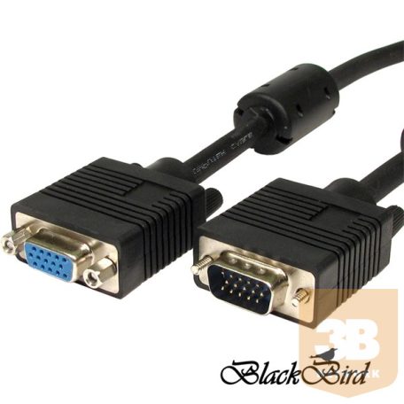 BLACKBIRD Kábel VGA monitor Hosszabító 1.8m, Male/Female, Árnyékolt