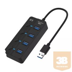 BLACKBIRD USB 3.0 HUB 4 port, kapcsolóval