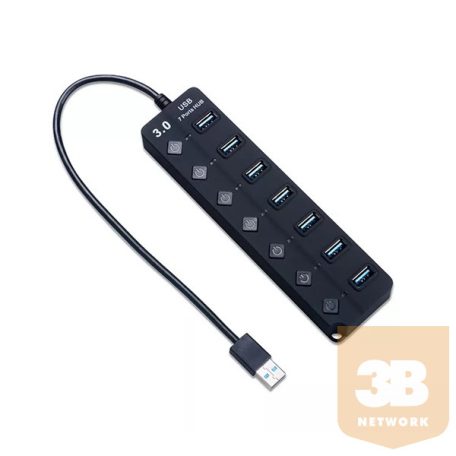 BLACKBIRD USB 3.0 HUB 7 port, kapcsolóval