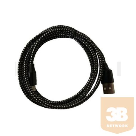 BLACKBIRD Type-C USB Adatkábel 2m, Fekete 2A (Extra erős anyagból)