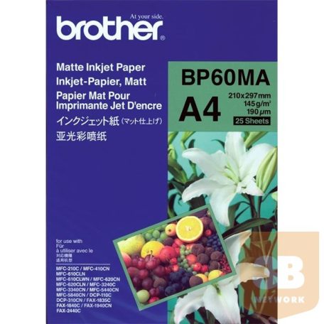 BROTHER Fotópapír BP60MA, Matt tintasugaras papír (A4 / 25 lap / 145g/m2)