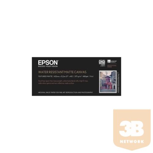 EPSON WaterResistant Matte Canvas Roll, 17" x 12,2 m, 375g/m2