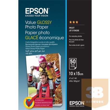 EPSON Fotópapír Value Glossy 10x15, 183 g/m2, 100 sheets