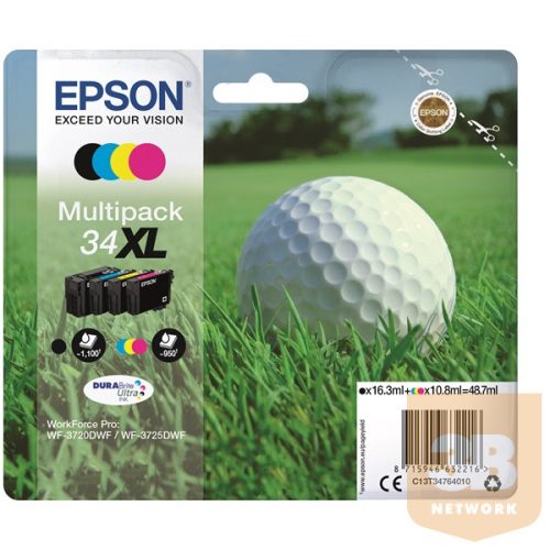 EPSON C13T34764010 Tintapatron Epson Golf ball Multipack 34XL 4-colors DURABrite Ultra 48,7 ml