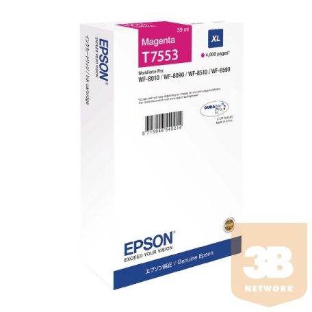 EPSON Patron WorkForce Pro WP-8000 Series Ink Cartridge XL Piros (Magenta) 4k