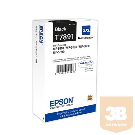 EPSON Patron WorkForce Pro WP-5000 Series Ink Cartridge XXL Fekete (Black) 4k