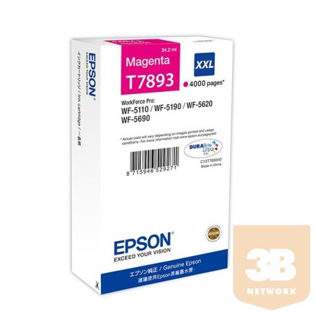 EPSON Patron WorkForce Pro WP-5000 Series Ink Cartridge XXL Piros (Magenta) 4k