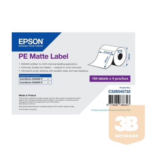 EPSON PE Matte Label 210 x 297mm, 184 lab