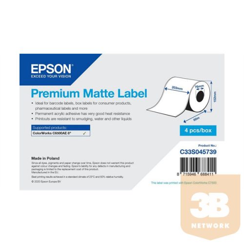 EPSON Premium Matte Label Cont.R, 203mm x 60m